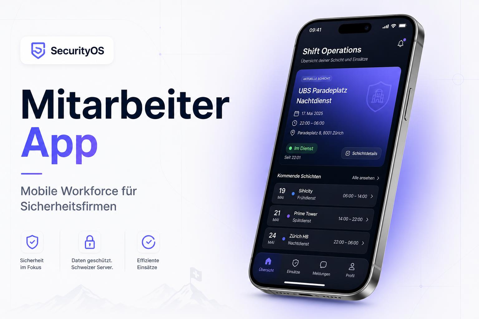 Mitarbeiter App — Schichtübersicht, Rapport und Live-Status auf dem iPhone